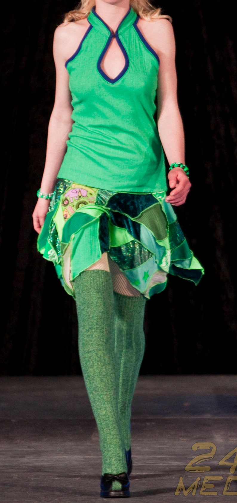 Upcycled patchwork pixie fairy psy festival rocker skirt image 1