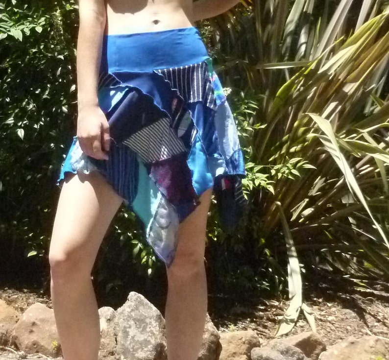 Upcycled patchwork pixie fairy psy festival rocker skirt image 3