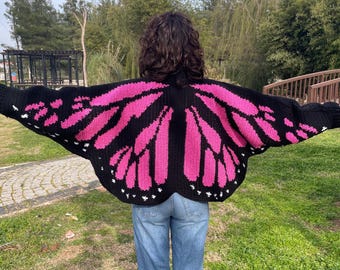 Handmade Crochet Butterfly Jacket Lightweight For Spring