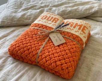 Personalized Chunky Knit Blanket Custom Name Throw Gift