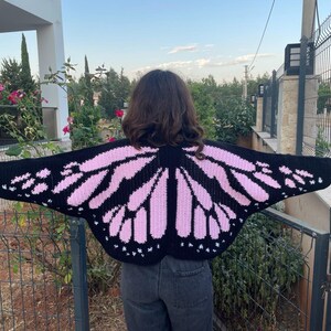 Handmade Knit Blue & Black Gradient Butterfly Cardigan - (Special Project) Soft Pink & Black
