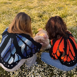Handmade Crochet Butterfly Cardigan Peach Monarch Wing Shrug Crop Bolero Fairycore Festival Jacket Boho Summer Cover Up image 9