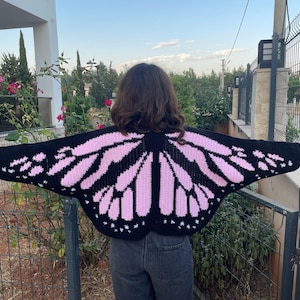 Handmade Crochet Butterfly Cardigan Peach Monarch Wing Shrug Crop Bolero Fairycore Festival Jacket Boho Summer Cover Up image 17