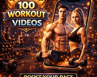 100 Workout Videos Bundle | Fitness Reels & Gym Clips for Social Media Growth Digital Download