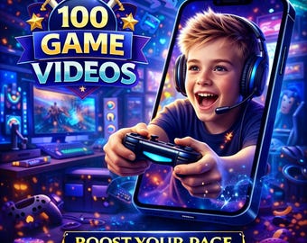 100 Game Videos | Gaming Clips, Esports & Stream Reels Pack Canva Editable Digital Download
