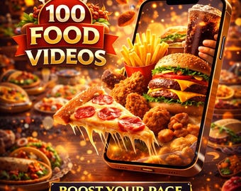 100 vídeos de culinária | Vídeos de culinária, saborosos e de receitas de chefs - Download digital editável no Canva
