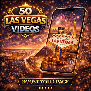 50 Las Vegas Videos | City Lights, Casinos & Nightlife Reels Canva Editable Digital Download