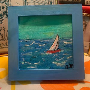 Sail Boat in Waves Painting