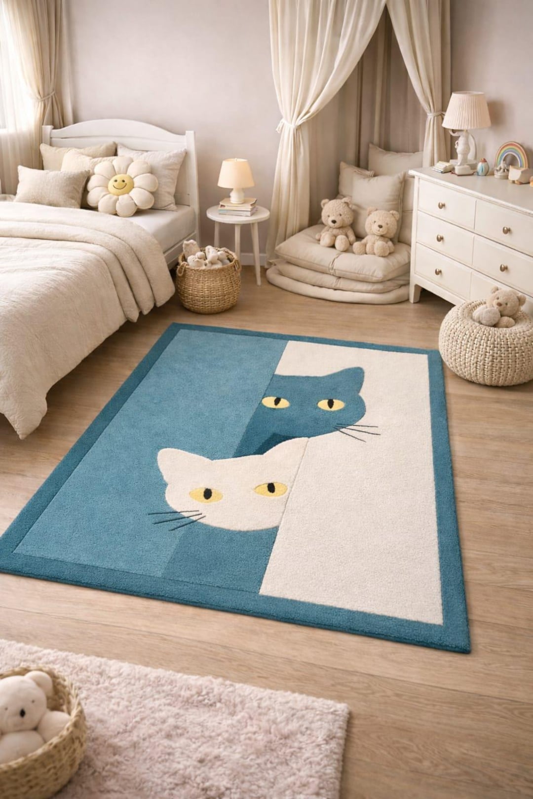 Hand Tufted Wool Cat Rug | Kids Room Area Rug | Cute Animal Nursery ...