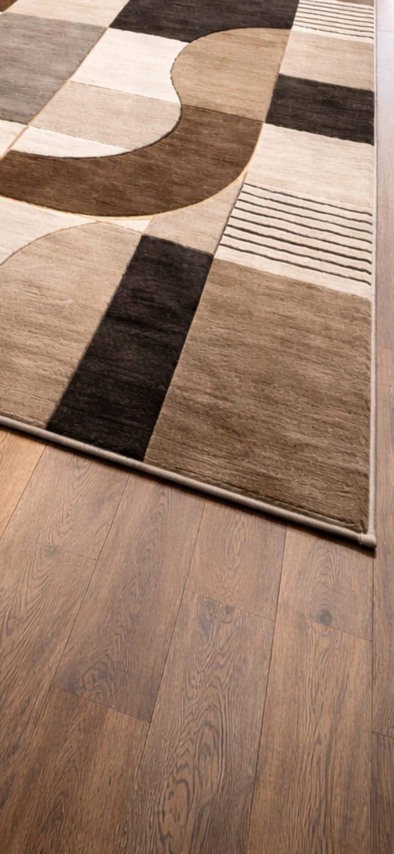 Hand Tufted Wool Rug | Mid Century Modern Area Rug | Brown Beige ...
