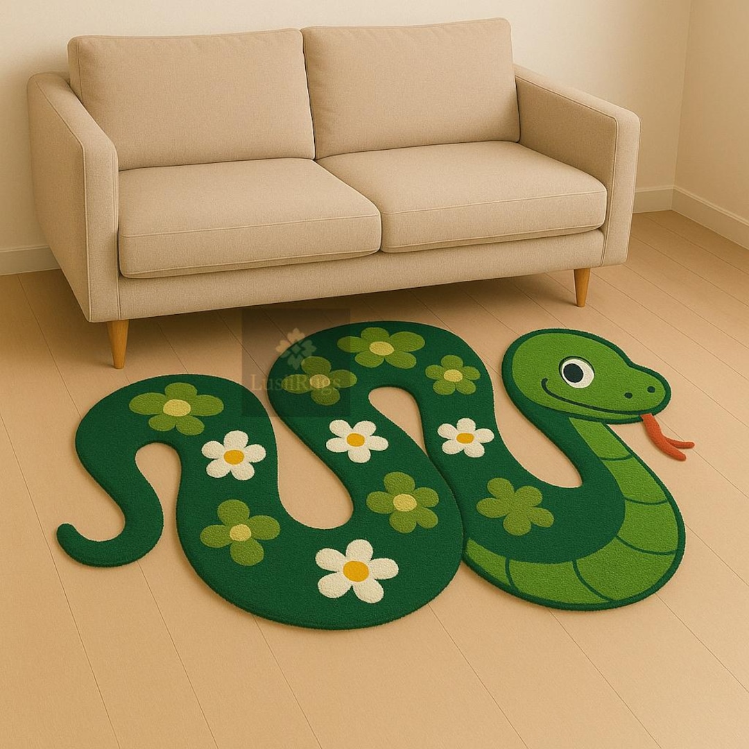 Hand Tufted Kids Snake Rug | Cute Animal Carpet for Nursery Playroom ...