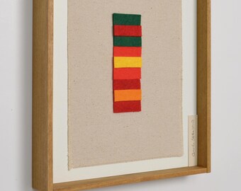 Framed Textile Art – Colorful Geometric Fiber Wall Art, Modern Scandinavian Decor