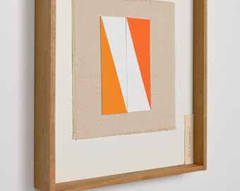 Handmade Framed Textile Art – Colorful Geometric Fiber Wall Art, Modern Scandinavian Decor