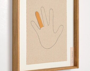Quirky Home Decor - Handmade Framed Hand Textile Art, Finger Colorful Geometric Fiber Wall Art, Modern Scandinavian Decor
