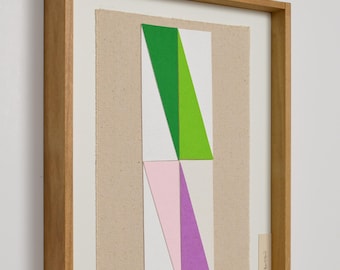 Handmade Framed Textile Art – Colorful Geometric Fiber Wall Art, Modern Scandinavian Decor