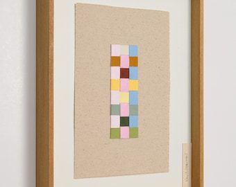 Woven Textile Wall Hanging - Handmade Framed Canvas Art, Colorful Geometric Fiber Wall Art, Modern Scandinavian Decor