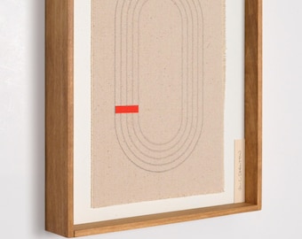 Handmade Track & Field Textile Art – Geometric Fiber Wall Decor (8.75" x 11")