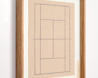 Handmade Framed Textile Art – Colorful Geometric Fiber Wall Art, Tennis Court, Modern Scandi Decor