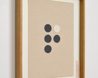 Birthday Present Ideas - Handmade Framed Textile Art, Colorful Geometric Fiber Wall Art, Japandi Dots, Modern Scandi Decor