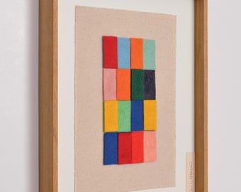 Thank You Gift - Handmade Framed Textile Art, Colorful Geometric Fiber Wall Art, Modern Scandinavian Decor
