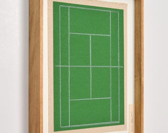 Office Wall Art - Handmade Framed Textile Art, Colorful Geometric Fiber Wall Art, Tennis Court, Modern Scandi Decor