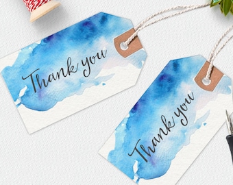 Thank you printable tags, handwritten tags, watercolor thank you tag, favour tags, printable gift tags, thankyou tags, peonies
