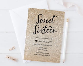 sweet sixteen birthday invitation sweet 16 birthday etsy