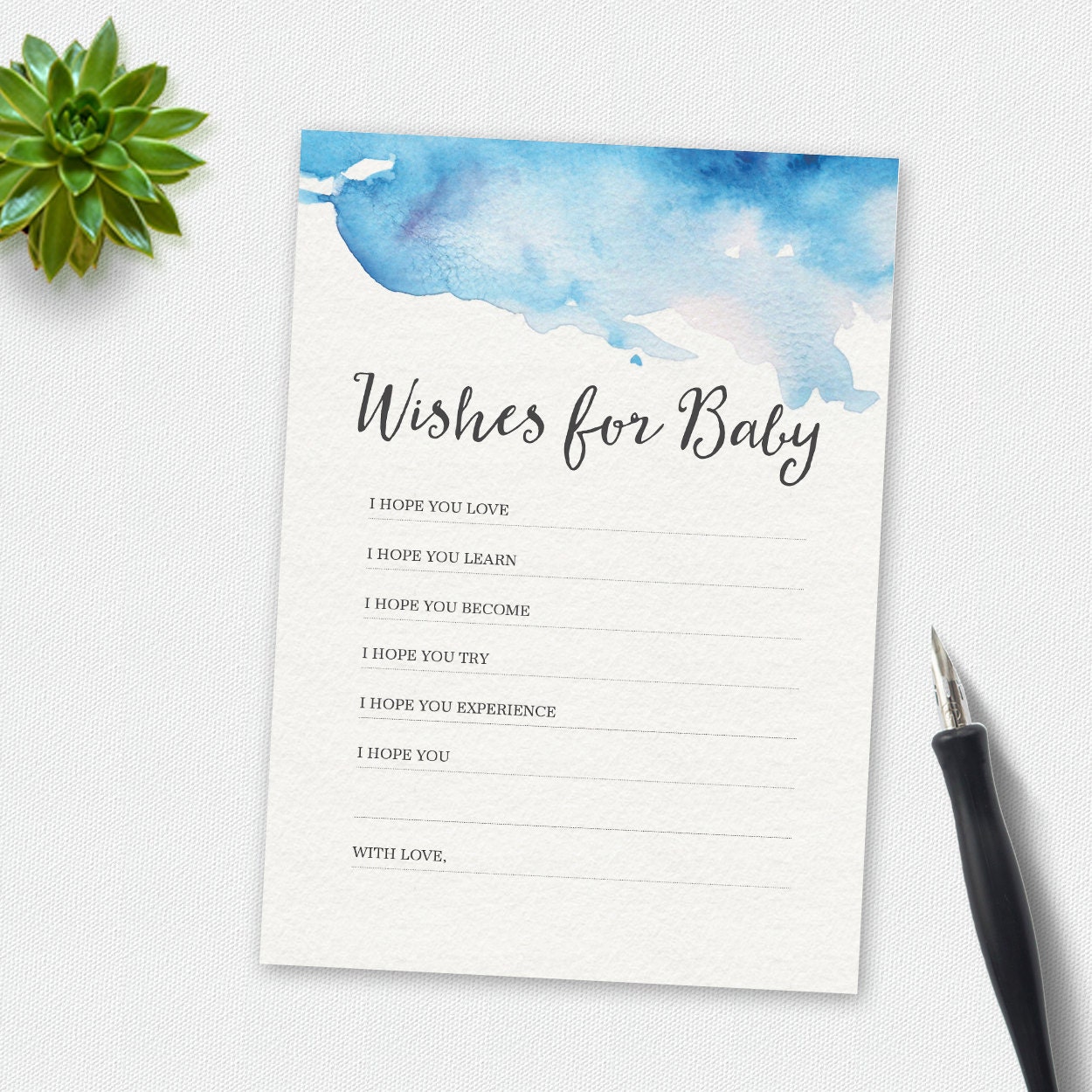Printable Wishes for baby card baby shower wishes for baby | Etsy