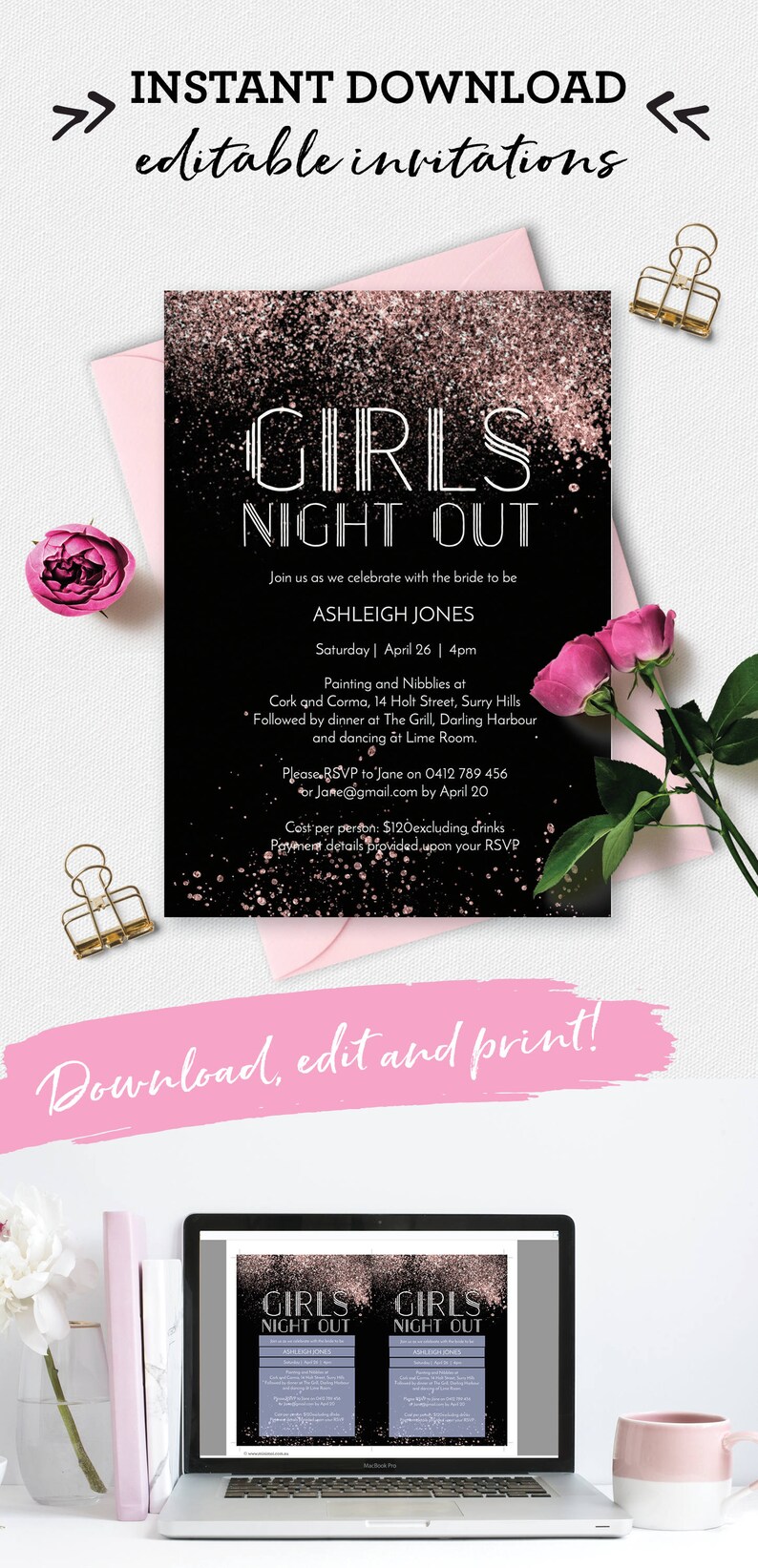 Bachelorette party invitation girls night out Invitations | Etsy