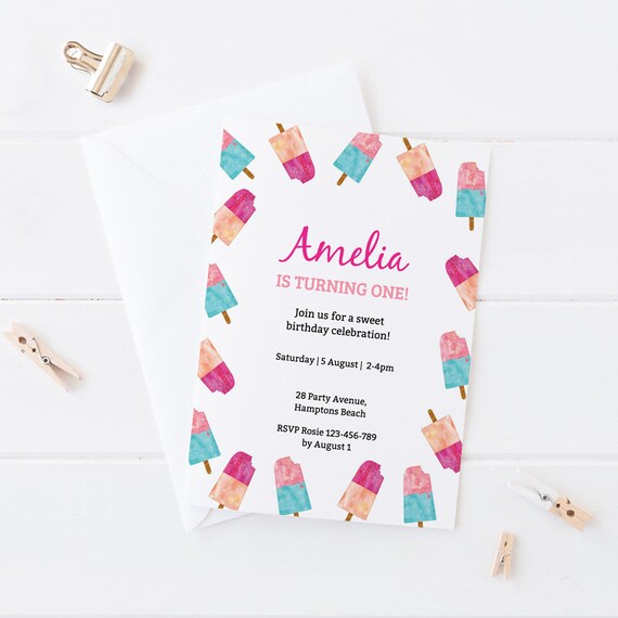 Ice Cream Birthday Invitation Birthday Invitation First Etsy