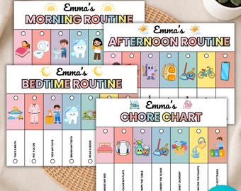 Kids Routine Flip Chart Editable, Chore Chart for Kids, Daily Routine Chart, Cleaning Schedule, Morning Bedtime Visual Schedule Canva