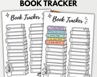 Reading Tracker Printable, Coloring Book Stack, Reading Log, Book Tracker Journal Page - A4 A5 Letter