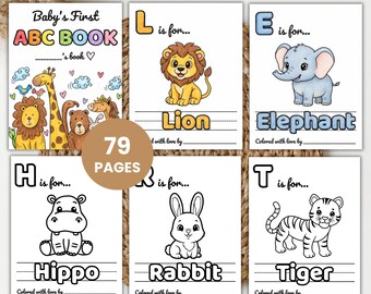 Baby Shower ABC Book Activity, Baby's First Alphabet Coloring Book, Guest Book Alternative, A-Z Animal Keepsake, Printable PDF Download