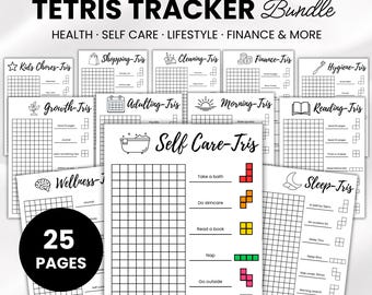 Tetris Habit Tracker Printable, Tetris Tracker Bundle, 25 Habit Trackers, Daily Routine Chart, Mood Tracker, Self Care, A4 A5 Planner