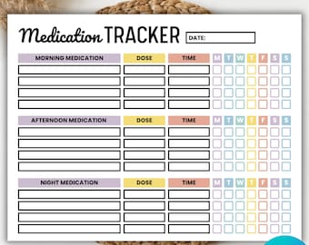 Medication Tracker Printable, Medication Log, Weekly Medicine Schedule, Editable Canva, Medication List, Pill Chart, A4 & US Letter PDF