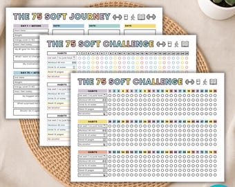 75 Soft Challenge Tracker Printable, Editable 75 Soft Challenge Canva Template, 75 Day Challenge Journal, Fitness Habit Tracker, Weight Loss