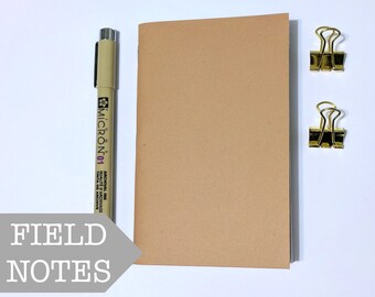 Field Notes Insert // Kraft Cover Fauxdori Journal - Bullet Journal - Blank Planner Notebook - Fountain Pen Friendly Paper