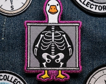 Silly Xray Goose Embroidered Patch, Funny Skeleton Goose Iron On Sew On Applique, Cute Medical Meme Badge, Jacket Backpack Gift