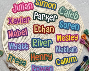 Personalized Embroidered Name Patch, Custom Kids Name Patch, Colorful Iron On Name Badge, Backpack Jacket Hat Patch Gift