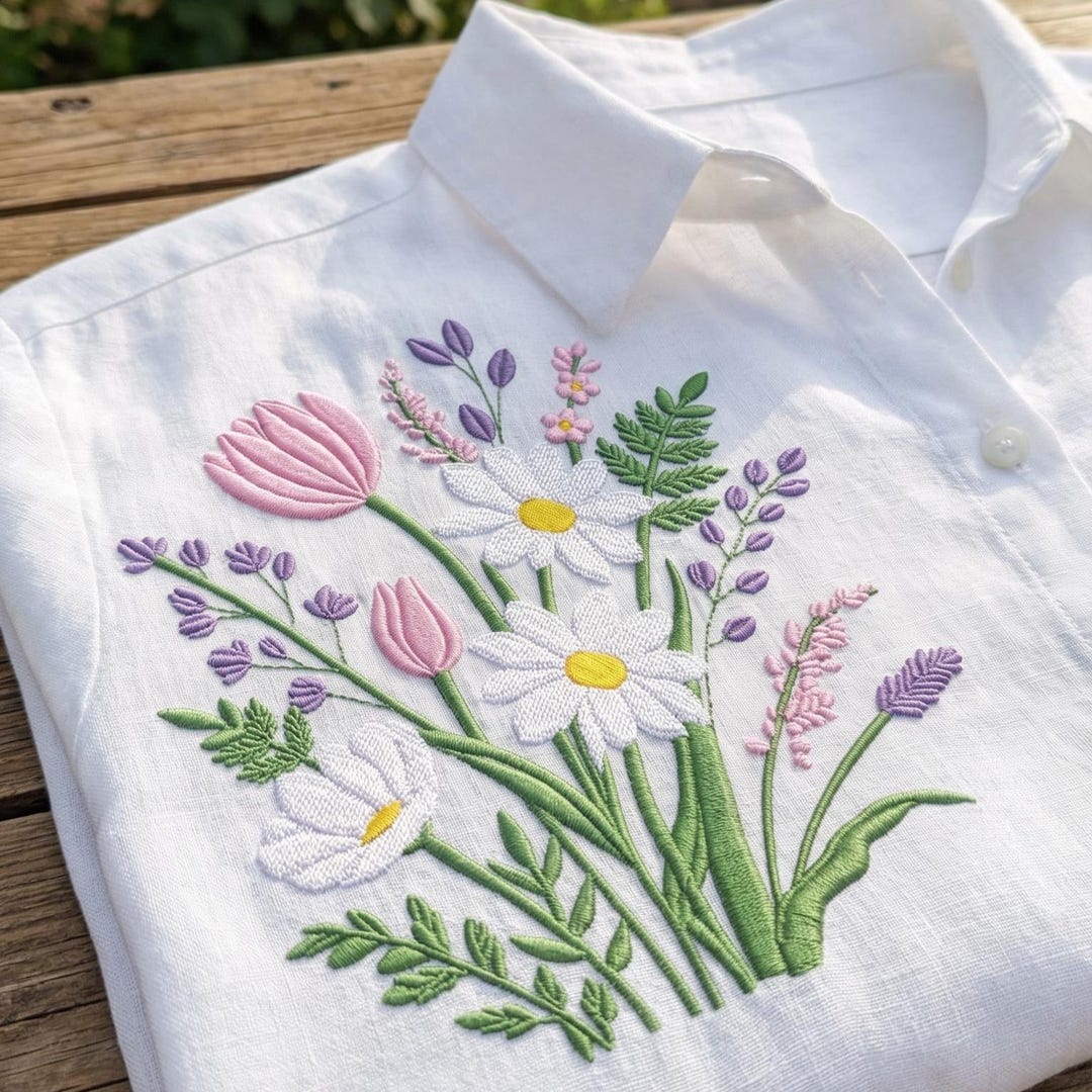 Tulip Daisy Wildflower Bouquet Embroidery Design, Spring Floral Machine ...