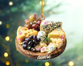Personalized Cheese Board Christmas Ornament, Cheese Lover Gift