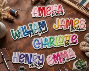 Custom Colorful Name Patch, Personalized Bold Font Iron On Badge, Embroidered Name Tag for Kids Backpacks & Uniforms