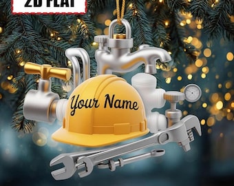 Personalized Plumber Christmas Ornament, Acrylic Plumbing Tools Decor (2D Flat)