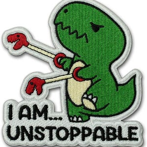 T-Rex Embroidered Patch, Funny Dinosaur Meme Iron On, Jurassic Humor Accessory