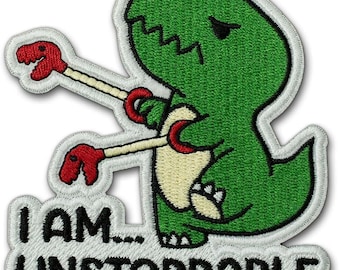 T-Rex Embroidered Patch, Funny Dinosaur Meme Iron On, Jurassic Humor Accessory