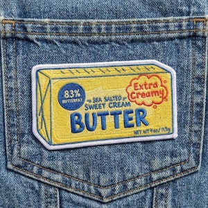 Butter Cute Baking Patch Embroidered Iron On Bakery Lover Gift Funny Kitchen Cooking Patch for Apron Backpack Jacket