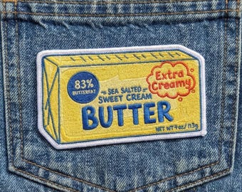 Embroidered Butter Patch: Sea Salted Sweet Cream Bakery Lover Iron-On (3-6 Inches)