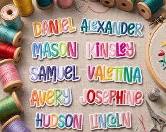 Parche personalizado colorido con nombre, insignia bordada personalizada para planchar en mochilas, sombreros y chaquetas, regalo personalizado con nombre.