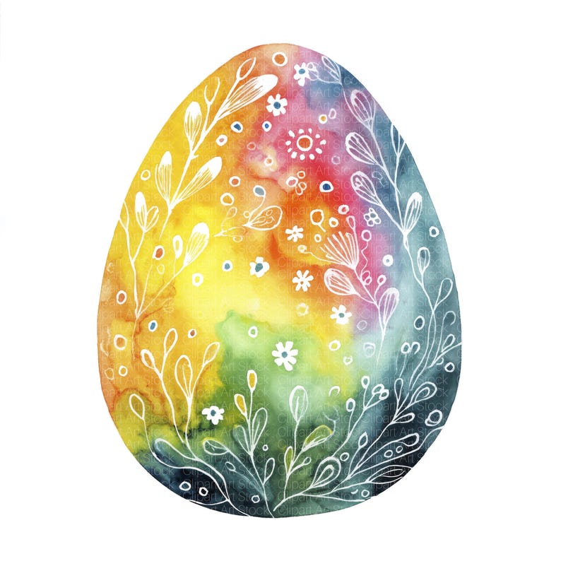 11 Floral Easter Egg Clipart | Watercolor Easter, Printable ...