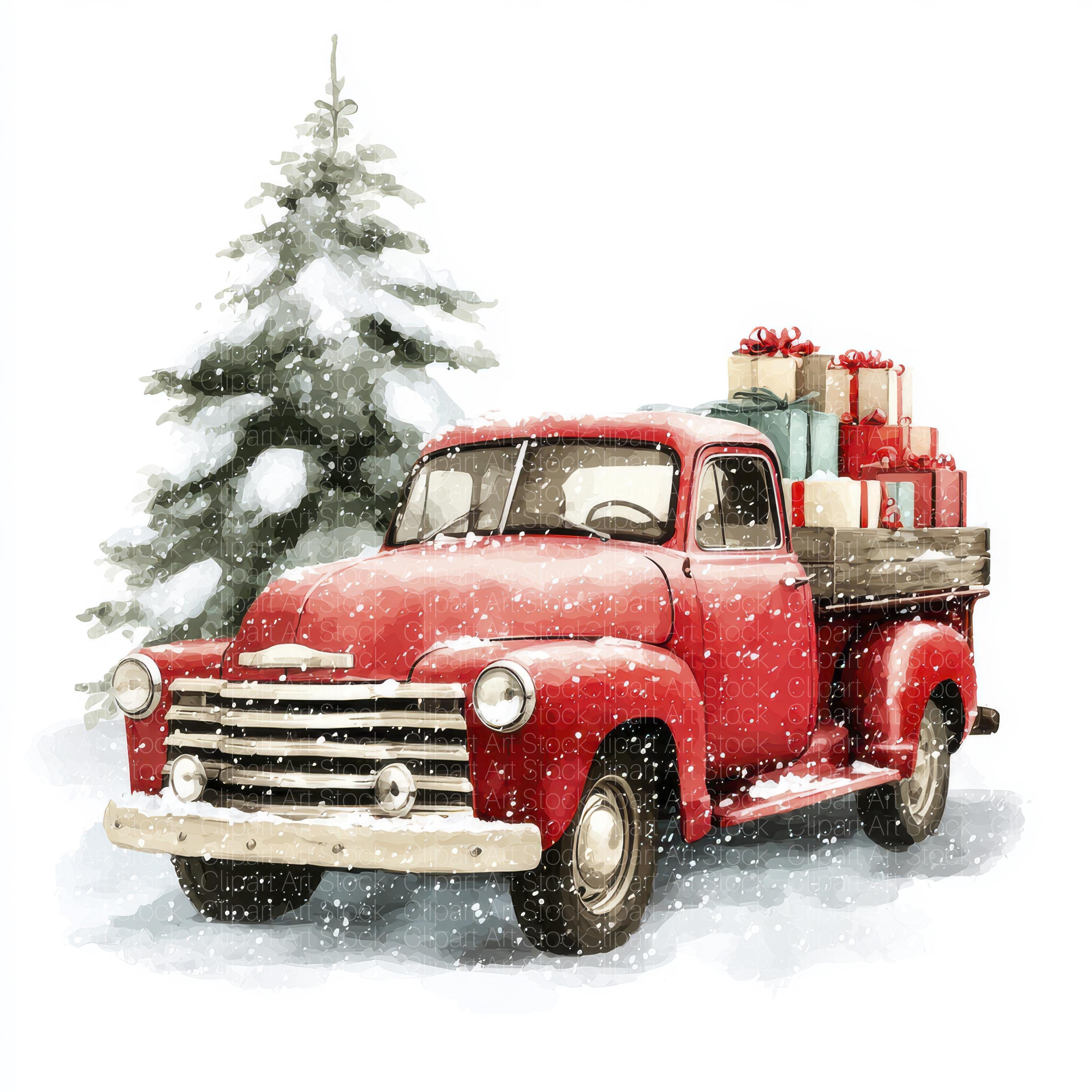 19 Christmas Truck Clipart | Vintage Holiday Pickup With Gifts ...